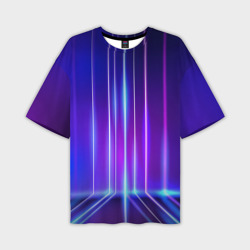 Мужская футболка oversize 3D Neon glow - vaporwave - strips