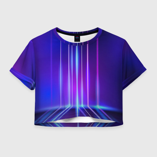 Женская футболка Crop-top 3D Neon glow - vaporwave - strips, цвет 3D печать