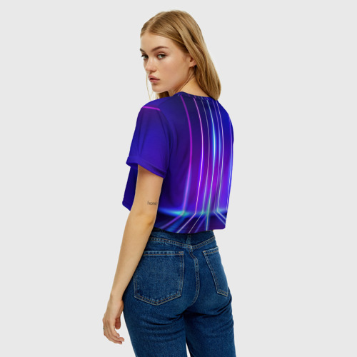 Женская футболка Crop-top 3D Neon glow - vaporwave - strips, цвет 3D печать - фото 5