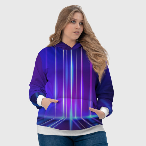 Женская толстовка 3D Neon glow - vaporwave - strips, цвет 3D печать - фото 6