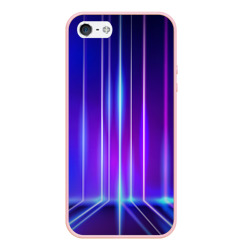 Чехол для iPhone 5/5S матовый Neon glow - vaporwave - strips