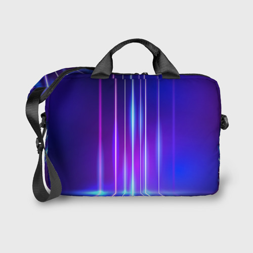 Сумка для ноутбука 3D Neon glow - vaporwave - strips, цвет 3D печать - фото 2