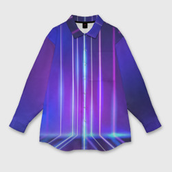 Мужская рубашка oversize 3D Neon glow - vaporwave - strips