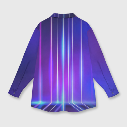 Женская рубашка oversize 3D Neon glow - vaporwave - strips, цвет белый - фото 2