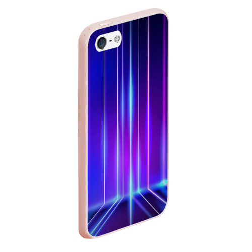 Чехол для iPhone 5/5S матовый Neon glow - vaporwave - strips, цвет светло-розовый - фото 3