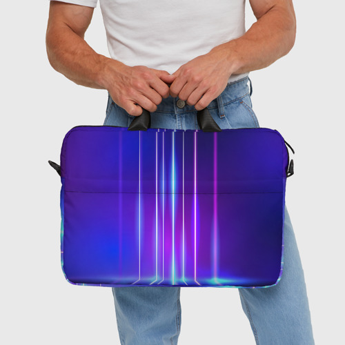 Сумка для ноутбука 3D Neon glow - vaporwave - strips, цвет 3D печать - фото 5