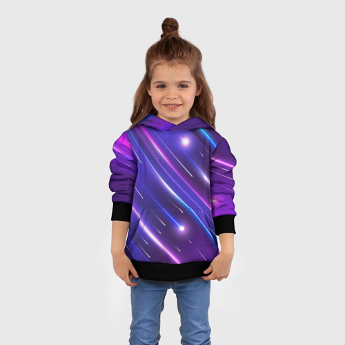 Детская толстовка 3D Неоновый звездопад - полосы, цвет черный - фото 4