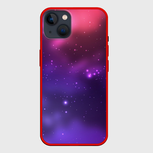 Чехол для iPhone 14 с принтом Разноцветный космос - неоновое свечение, вид спереди #2
