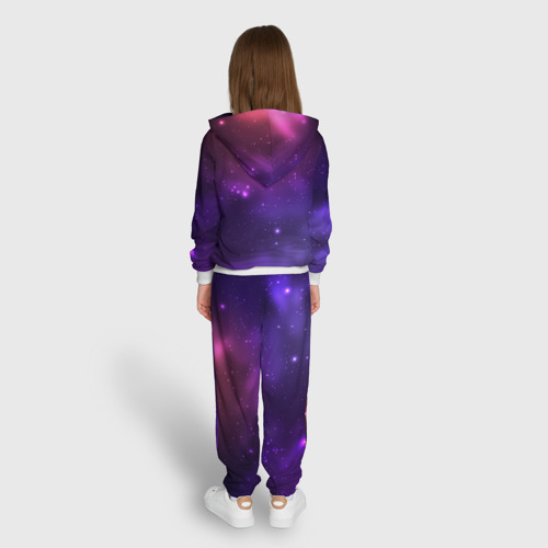 Детский 3D костюм с принтом Разноцветный космос - неоновое свечение, вид сзади #2