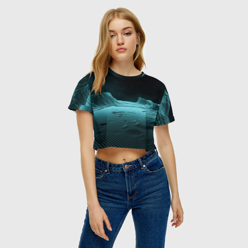 Женская футболка Crop-top 3D Space landscape - vaporwave, цвет 3D печать - фото 3