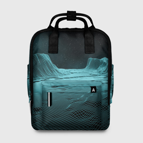 Женский рюкзак 3D с принтом Space landscape - vaporwave, вид спереди #2