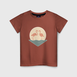 Детская футболка хлопок Фламинго на закате