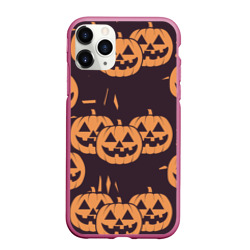 Чехол для iPhone 11 Pro Max матовый Фонарь джек в грандж стиле halloween тыква cartoon