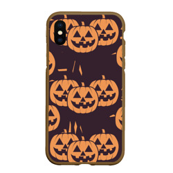 Чехол для iPhone XS Max матовый Фонарь джек в грандж стиле halloween тыква cartoon