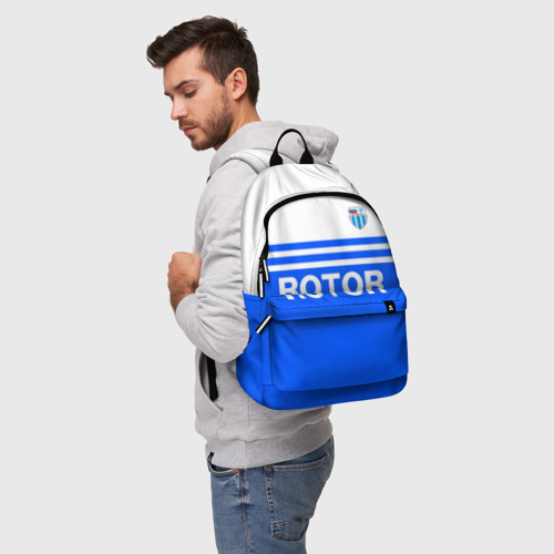 Рюкзак 3D с принтом ФК Ротор - синии линии, фото на моделе #1