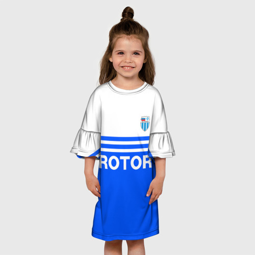 Детское платье 3D с принтом ФК Ротор - синии линии, вид сбоку #3