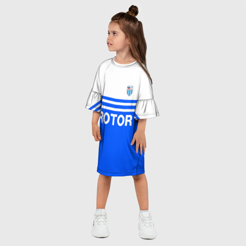 Детское платье 3D с принтом ФК Ротор - синии линии, фото на моделе #1