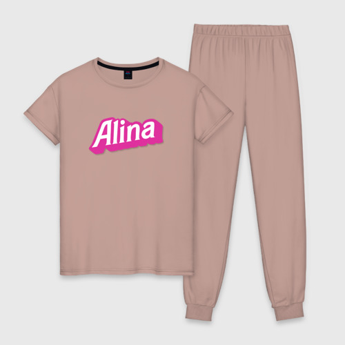 Женская пижама хлопок Алина в стиле барби, цвет пыльно-розовый