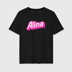 Женская футболка хлопок Oversize Алина в стиле барби