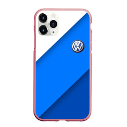 Чехол для iPhone 11 Pro Max матовый Volkswagen - голубые линии