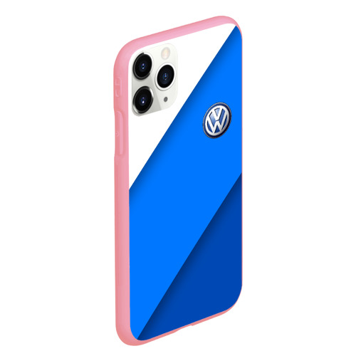 Чехол для iPhone 11 Pro Max матовый Volkswagen - голубые линии, цвет баблгам - фото 3