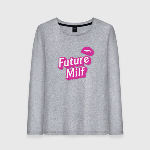 Женский лонгслив хлопок Future milf - Barbie style, цвет меланж