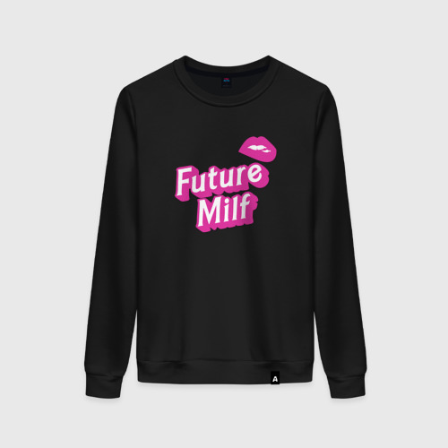 Женский свитшот хлопок Future milf - Barbie style, цвет черный