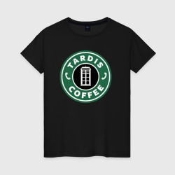 Женская футболка хлопок Tardis coffee