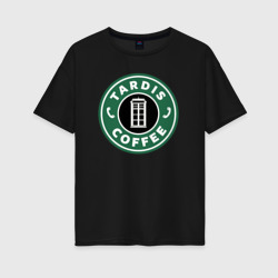 Женская футболка хлопок Oversize Tardis coffee