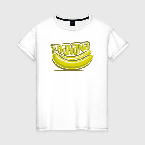 Женская футболка из хлопка с принтом Fresh banana, вид спереди №1