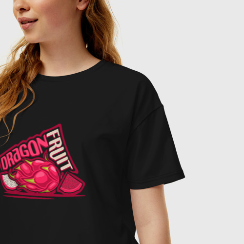 Женская футболка хлопок Oversize с принтом Драконий фрукт, фото на моделе #1