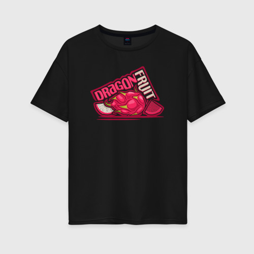 Женская футболка хлопок Oversize с принтом Драконий фрукт, вид спереди #2