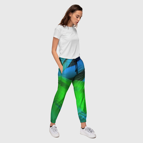 Женские брюки 3D Blue  green  abstract, цвет 3D печать - фото 5
