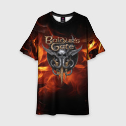 Детское платье 3D Baldurs Gate 3   fire   logo