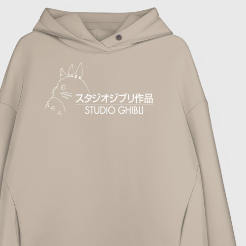 Женское худи Oversize хлопок с принтом Studio Ghibli logo, фото на моделе #1
