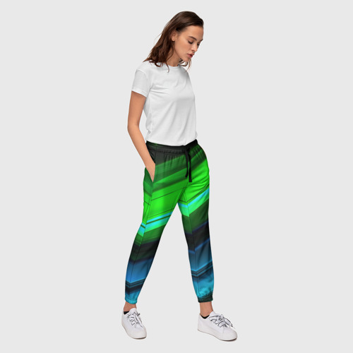 Женские брюки 3D Зеленая    абстракция, цвет 3D печать - фото 5