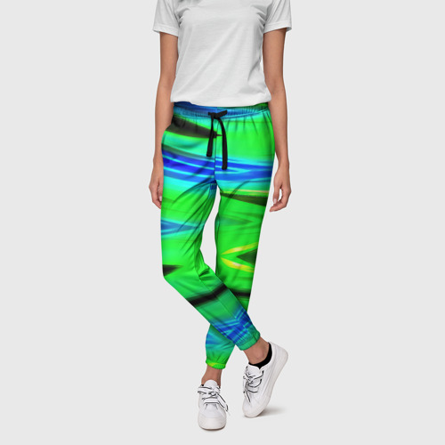 Женские брюки 3D Green  blut geometry, цвет 3D печать - фото 3