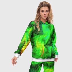 Женский костюм с толстовкой 3D Зеленый  абстрактный   дым - фото 2