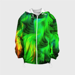 Детская куртка 3D Зеленый  абстрактный   дым
