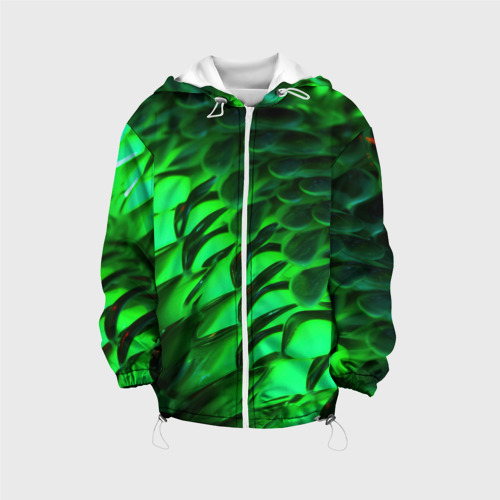 Детская куртка 3D Зеленая   объемная текстура, цвет белый