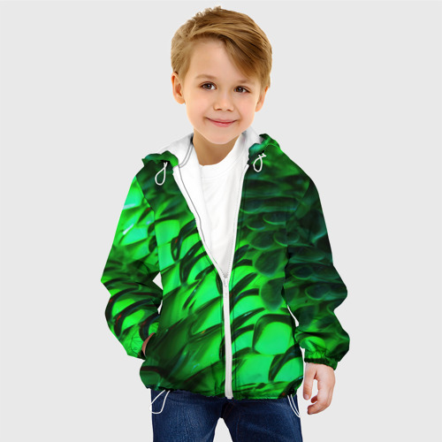 Детская куртка 3D Зеленая   объемная текстура, цвет белый - фото 3