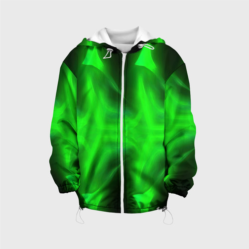 Детская куртка 3D Black  green   abstract, цвет белый