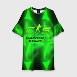 Детское платье 3D Counter strike 2 green   logo