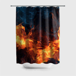 Штора 3D для ванной Fire  black  background