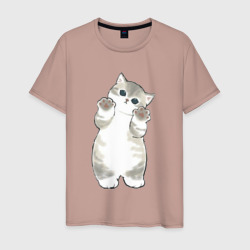 Мужская футболка хлопок Серенький котейка