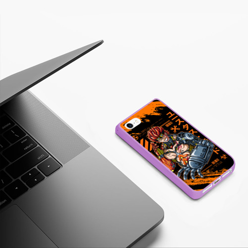 Чехол для iPhone 5/5S матовый Киборг Юстасс Кид - One Piece, цвет сиреневый - фото 5