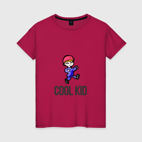 Женская футболка хлопок Cool kid, цвет маджента