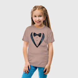 Детская футболка хлопок Смокинг черный акварельный костюм - фото 2