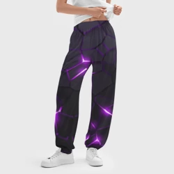Женские джоггеры оверсайз 3D Неоновые плиты с фиолетовым свечением - фото 2