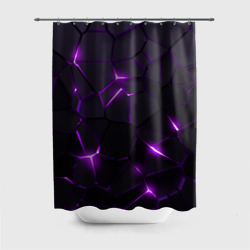 Штора 3D для ванной Неоновые плиты с фиолетовым свечением